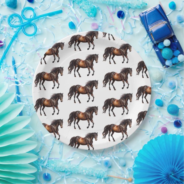 Southwest Cowboy Cowgirl Horses Paper Plate (Party)