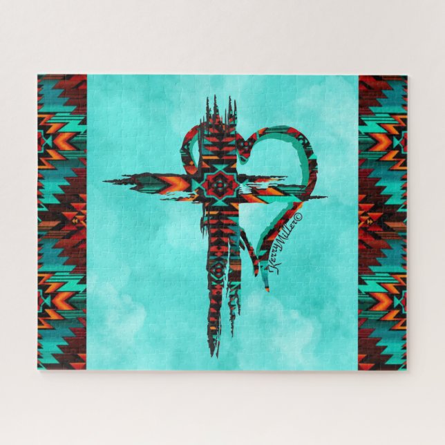 Southwest Cross And HeartJigsaw Puzzle (Horizontal)