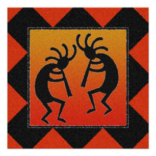 Southwest Dancing Kokopelli Design Poster