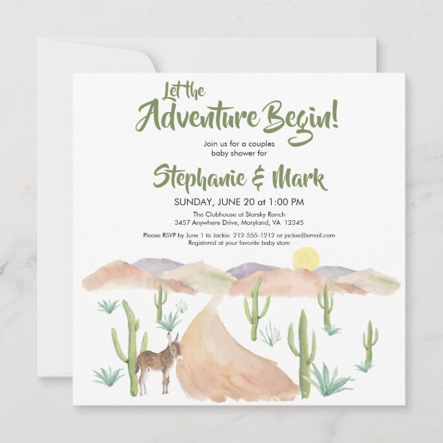 Southwest Desert Adventure Baby Shower Square Invitation (Front)