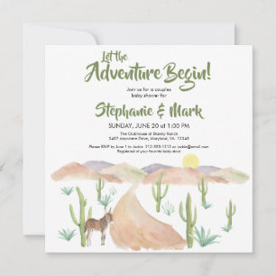 Southwest Desert Adventure Baby Shower Square Invitation