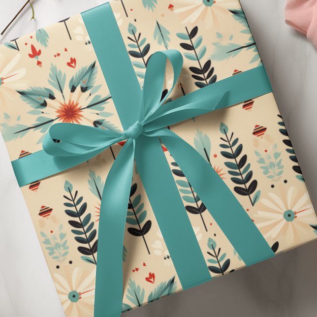 Southwest Desert Blue Feathered Star  Botanical Wrapping Paper (Creator Uploaded)
