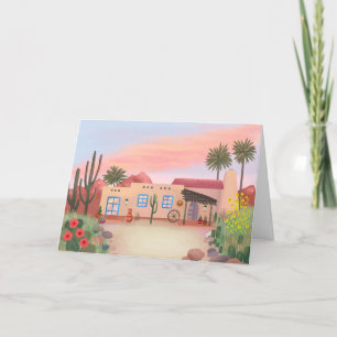 Southwest Desert Cactus Adobe House Blank Card