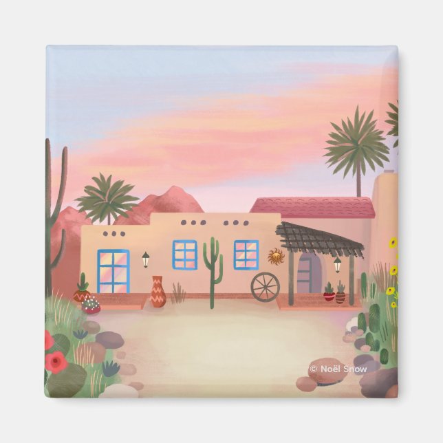 Southwest Desert Cactus Adobe House | Magnet (Front)