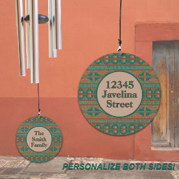 Southwest Desert Customised Teal Geometric Pattern Wind Chime