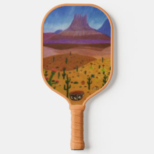 Southwest Desert Dreams Colour Pencil Drawing Pickleball Paddle