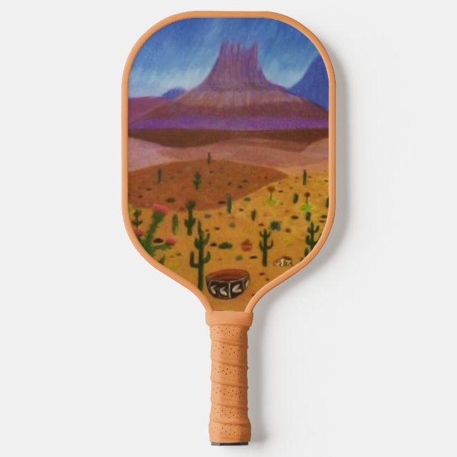 Southwest Desert Dreams Colour Pencil Drawing Pickleball Paddle (Front)