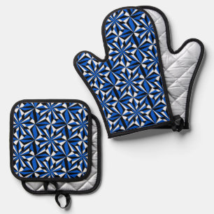 Southwest Desert Flowers in Blue Oven Mitt & Pot Holder Set