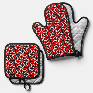 Southwest Desert Flowers in Red Oven Mitt & Pot Holder Set