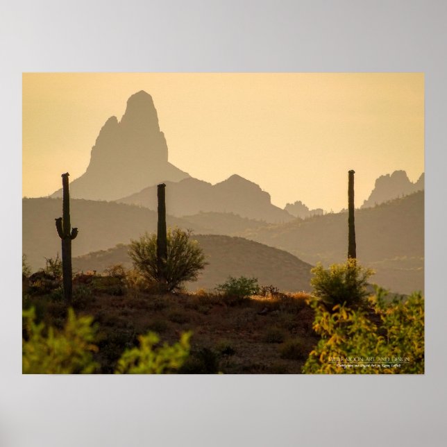 Southwest Desert Mountains Weaver's Needle Arizona Poster (Front)