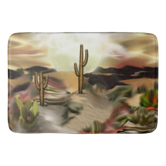 Southwest Desert Sunrise Abstract Art Bath Mat (Front)