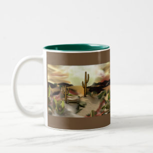 Southwest Desert Sunrise Abstract Art Two-Tone Coffee Mug