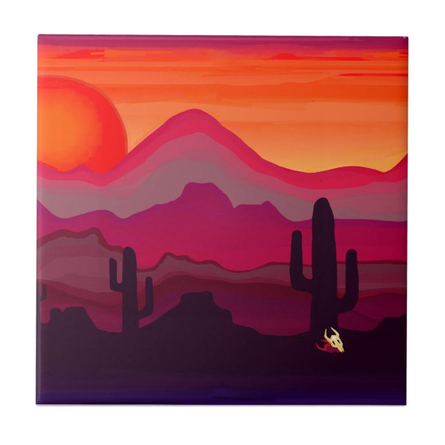 Southwest Desert Sunset Tile (Front)