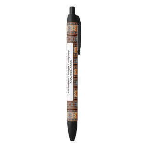 Southwest Design Adobe Grey Brown Tribal Pattern Black Ink Pen