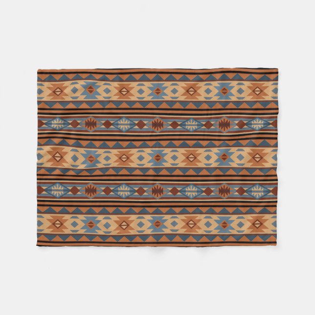 Southwest Design Adobe Grey Brown Tribal Pattern Fleece Blanket (Front (Horizontal))
