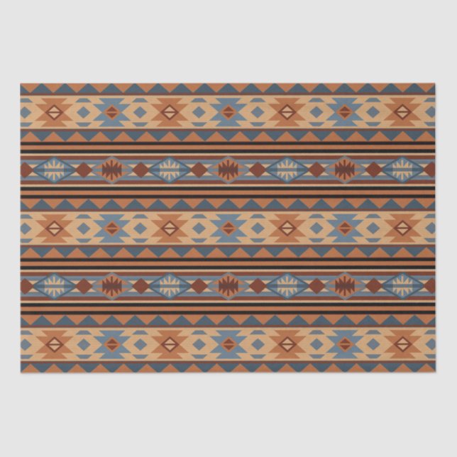 Southwest Design Adobe Grey Brown Tribal Pattern Tissue Paper (Front)
