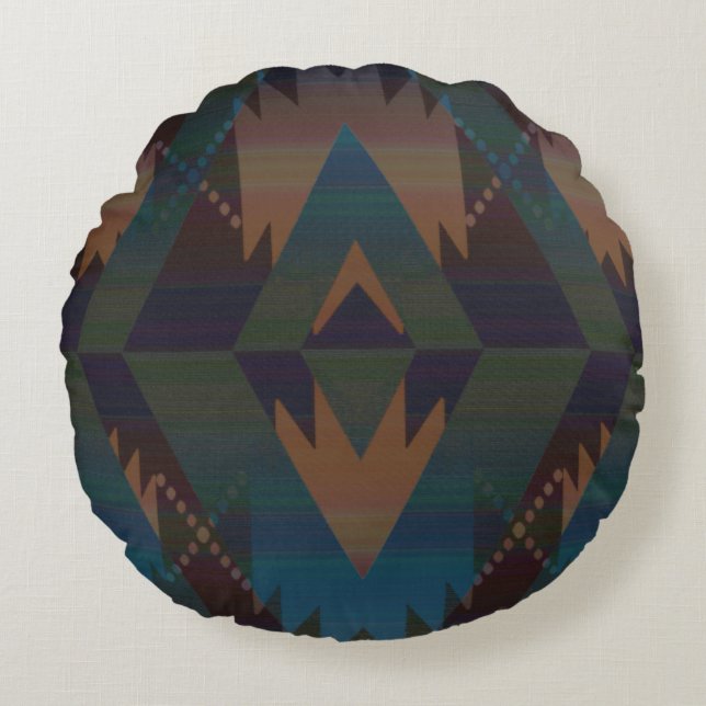 Southwest Design Aztec Pattern Round Cushion (Front)