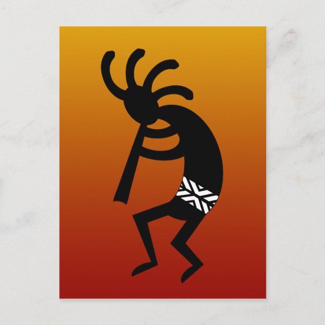 Southwest Design Dancing Kokopelli Postcard (Front)