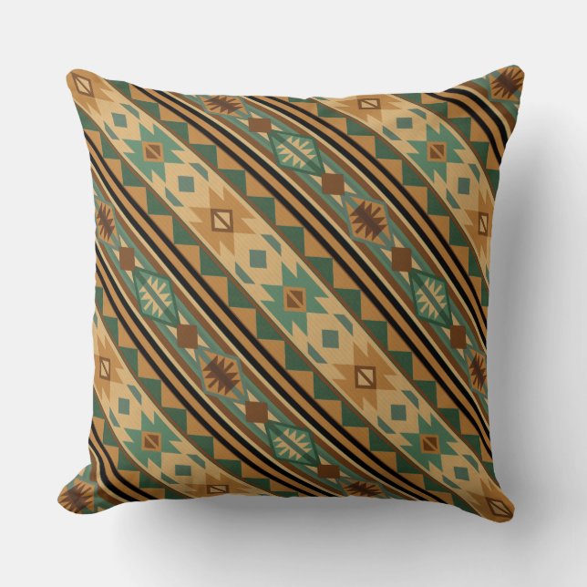 Southwest Design Green Brown Tan Cushion (Front)