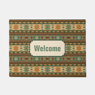 Southwest Design Green Brown Tan Doormat