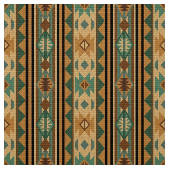 Southwest Design Green Brown Tan Fabric (Swatch)