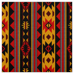 Southwest Design Red Black Gold Tribal Pattern Fabric