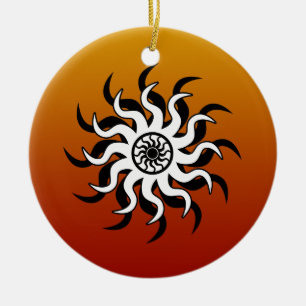 Southwest Design Tribal Sun Ceramic Tree Decoration