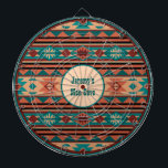 Southwest Design Turquoise Terracotta Monogram Dartboard<br><div class="desc">Native American Indian  southwest style geometric pattern with traditional tones of light and dark turquoise,  adobe beige,  terracotta,  and black. Personalise with your own Monogram or text for decorating that New Mexico,  Arizona,  Colorado,  and Utah desert home,  or accenting that western wear.</div>