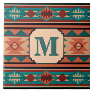 Southwest Design Turquoise Terracotta Monogram Tile