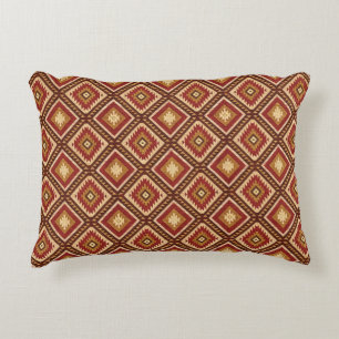 Southwest Diamond Rust Red & Beige Navajo Style Decorative Cushion