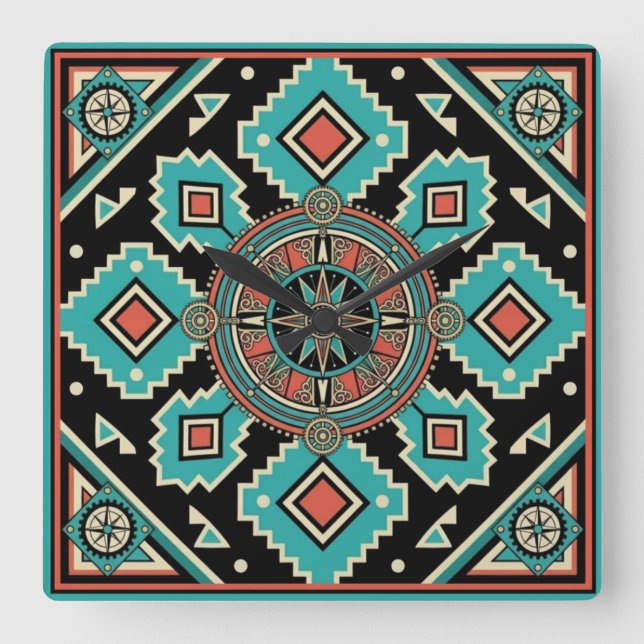 Southwest Directions Square Wall Clock (Front)