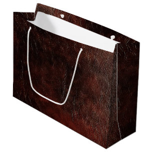 Southwest Faux Brown Leather Cowhide  Large Gift Bag
