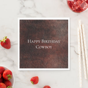 Southwest Faux Brown Leather Cowhide Napkin