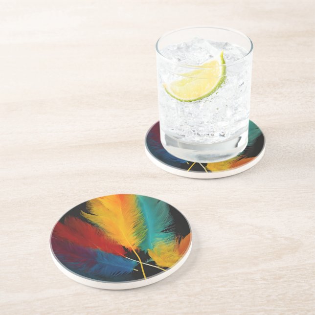 Southwest Feather Abstract  Coaster (Side)
