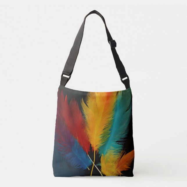 Southwest Feather Abstract Crossbody Bag (Front)