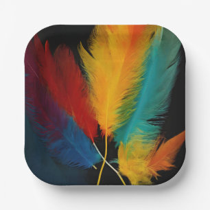 Southwest Feather Abstract Paper Plate