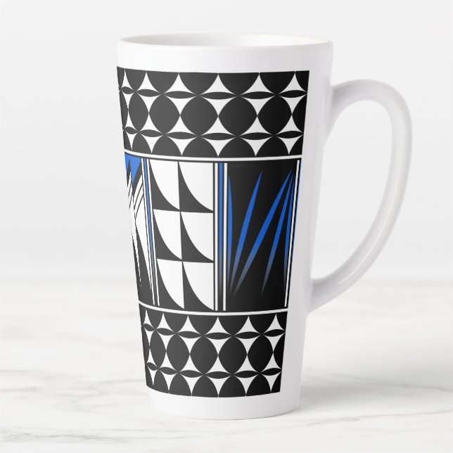 Southwest Feather Blessings in Blue Latte Mug (Right)