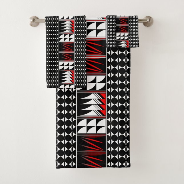 Southwest Feather Blessings in Red Bath Towel Set (Insitu)