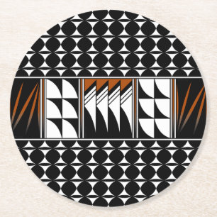 Southwest Feather Blessings Round Paper Coaster
