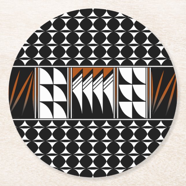 Southwest Feather Blessings Round Paper Coaster (Front)