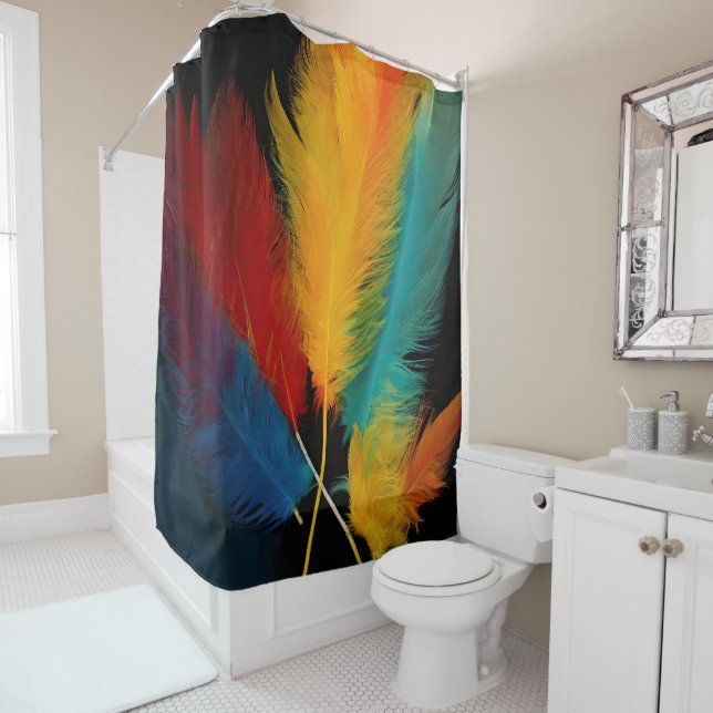 Southwest Feathers 2 Shower Curtain (In Situ)