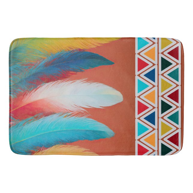 Southwest Feathers Bath Mat (Front)
