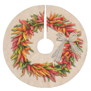 Southwest Festive Colorful Chile Ristra Wreath   Brushed Polyester Tree Skirt