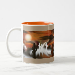 Southwest Fire and Ice Abstract Art Two-Tone Coffee Mug
