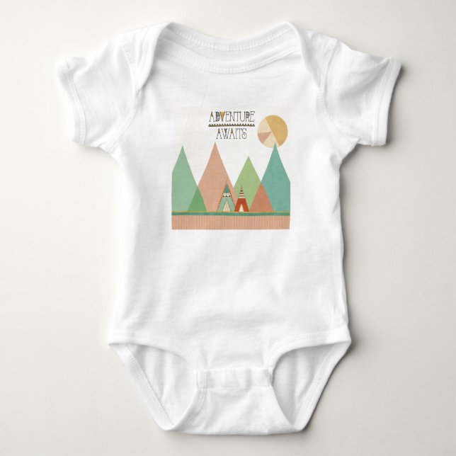 Southwest Geo III | Adventure Awaits Baby Bodysuit (Front)