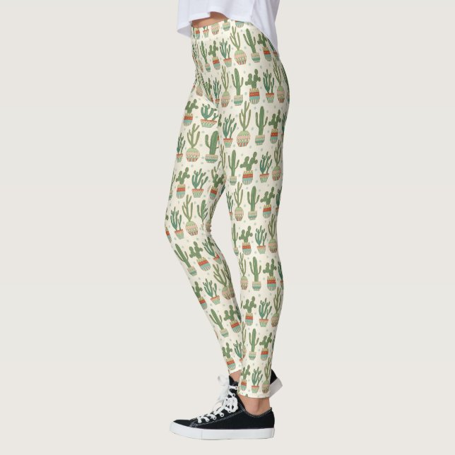 Southwest Geo Step | Cactus Pattern Leggings (Left)