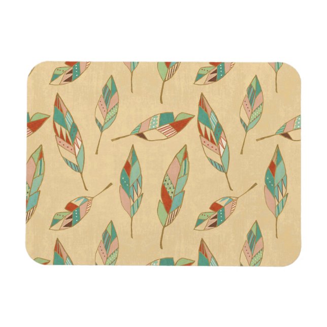 Southwest Geo Step | Coral Feather Pattern Magnet (Horizontal)
