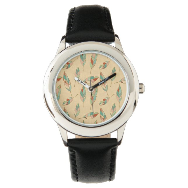 Southwest Geo Step | Coral Feather Pattern Watch (Front)