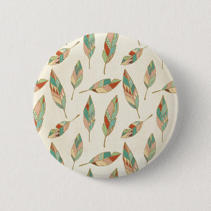 Southwest Geo Step Geometric Feather Pattern 6 Cm Round Badge