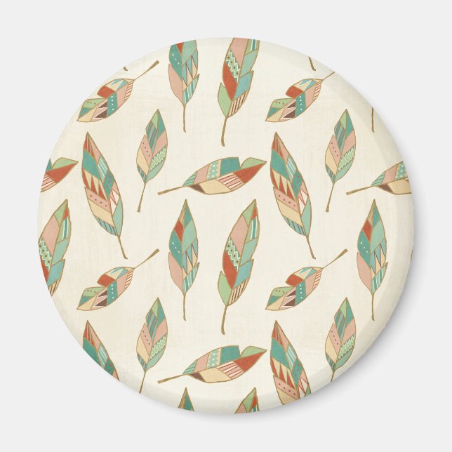 Southwest Geo Step | Geometric Feather Pattern Magnet (Front)